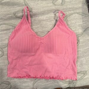 Pink Ribbed Crop Top